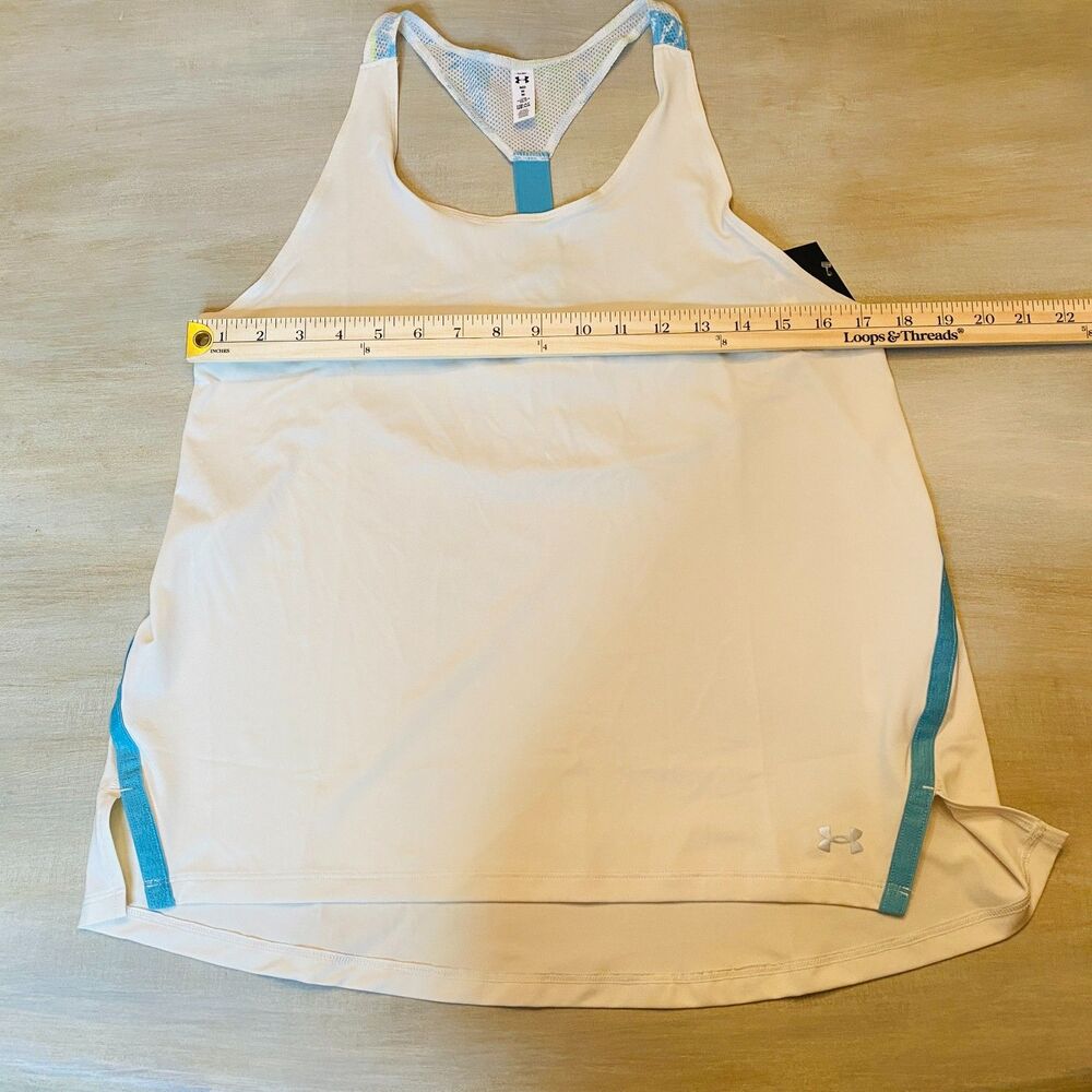 NWT Under Armour Active Tank Top Loose Fit White Straps Sz M